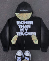 Hearujoy Y2k Retro Trendy Letter Embroidery Loose Hoodies High Street Couple Oversized Zip Up Hoodie Patchwork Sweatshirt Men Clothing
